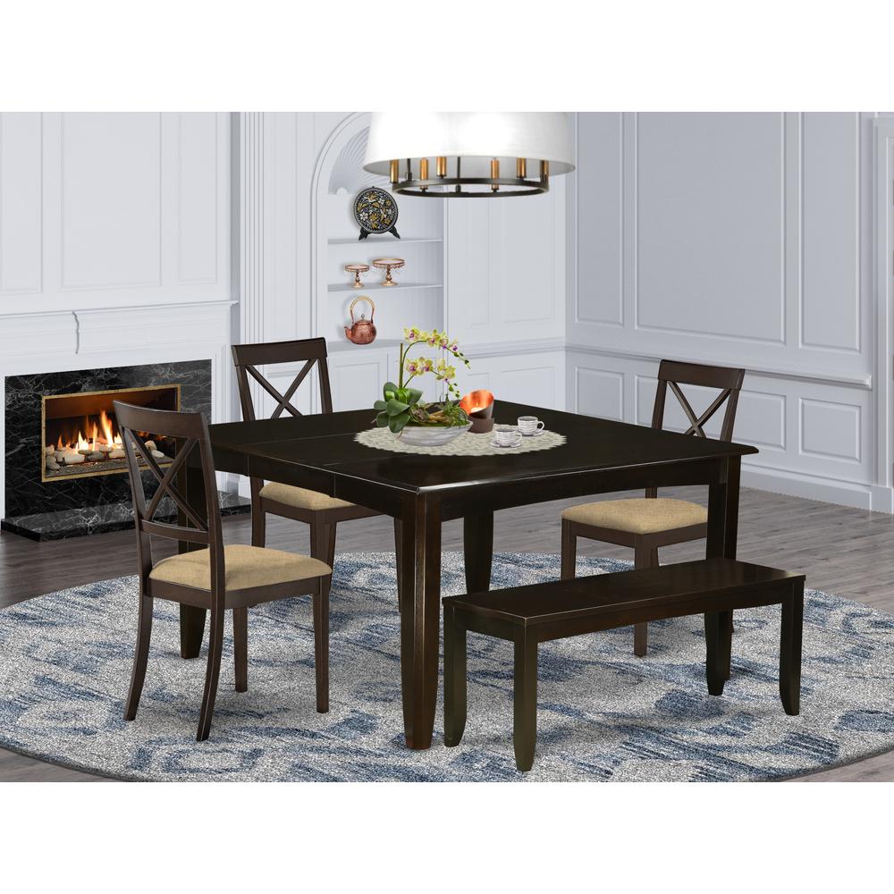 PFBO6-CAP-C 6 Pc Dining set-Table with Leaf and 4 Dinette Chairs plus on Bench. Picture 2