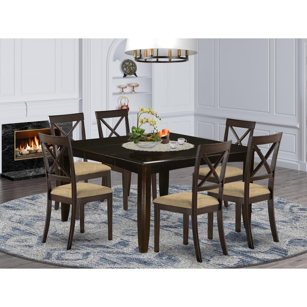 PFBO7-CAP-C 7 Pc Dining room set-Table with Leaf and 6 Kitchen Chairs.. Picture 2