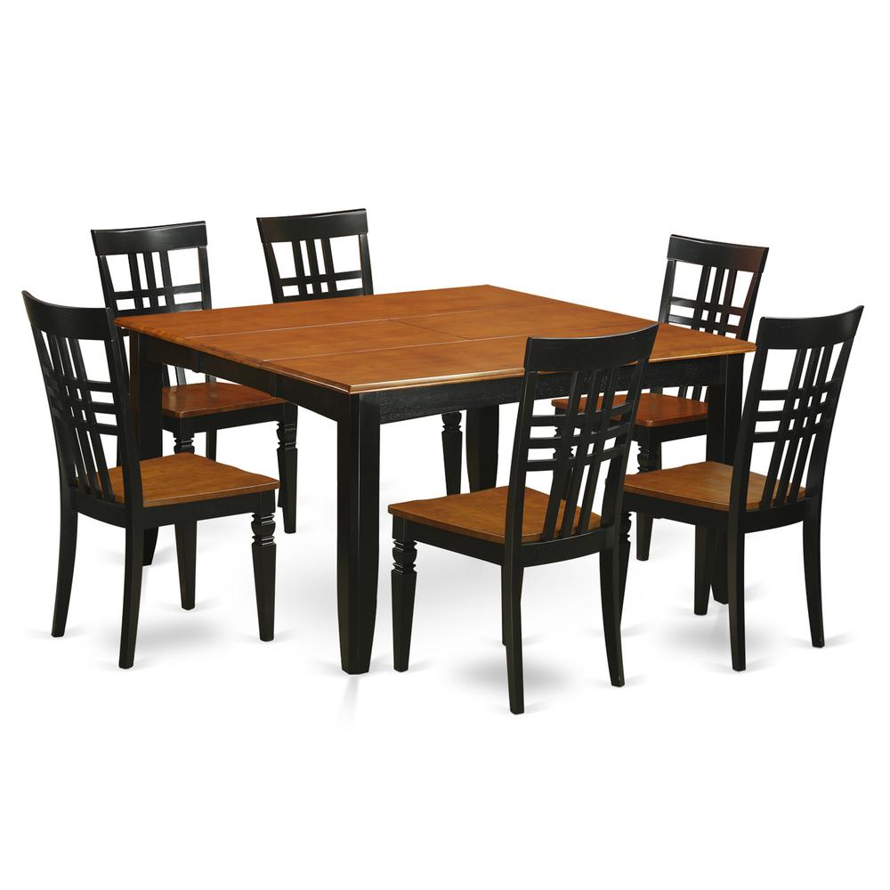 7  Pc  Kitchen  Table  set  with  a  Table  and  6  Kitchen  Chairs  in  Black  and  Cherry. Picture 2