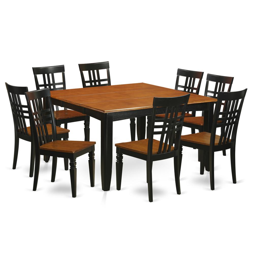9  Pc  Kitchen  Table  set  with  a  Dining  Table  and  8  Dining  Chairs  in  Black  and  Cherry. Picture 2