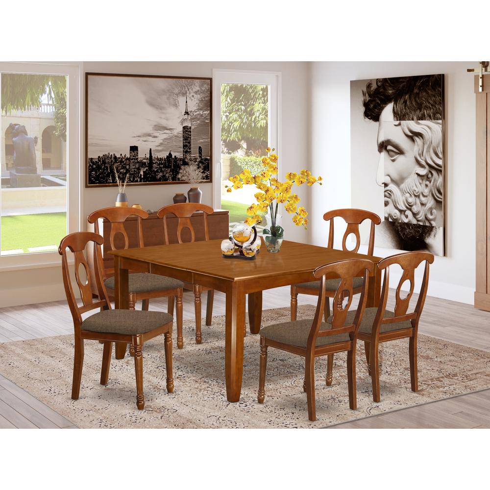 PFNA7-SBR-C 7 Pc Formal Dining room set for 6-Dining Table and 6 Dinette Chairs.. Picture 2