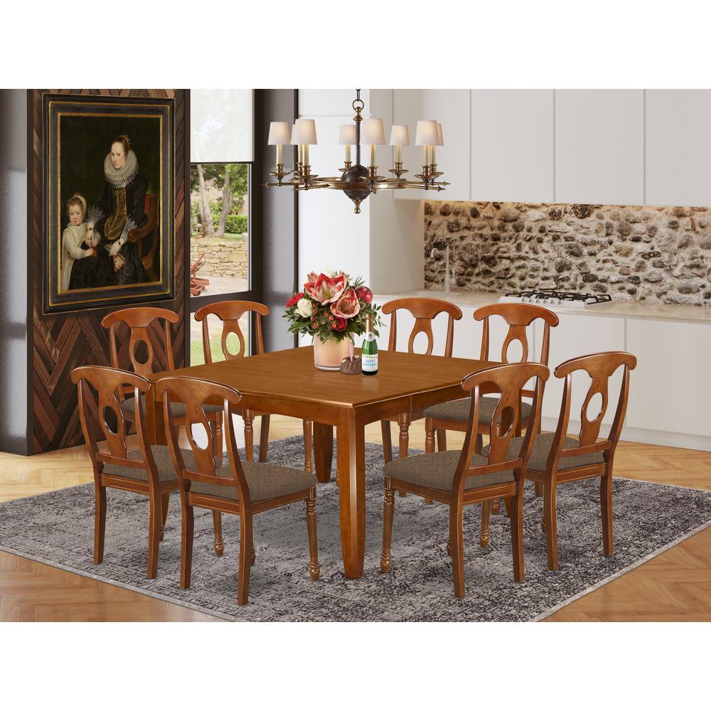 PFNA9-SBR-C 9 Pc Dining room set-Kitchen Table with Leaf and 8 Dinette Chairs.. Picture 2