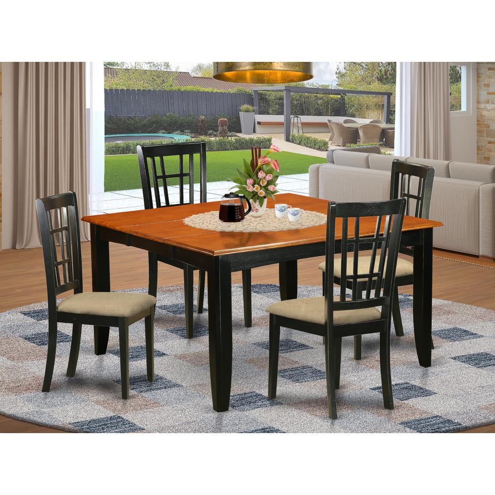 PFNI5-BCH-C 5 Pc Dining room set-Dining Table and 4 Wood Dining Chairs. Picture 2