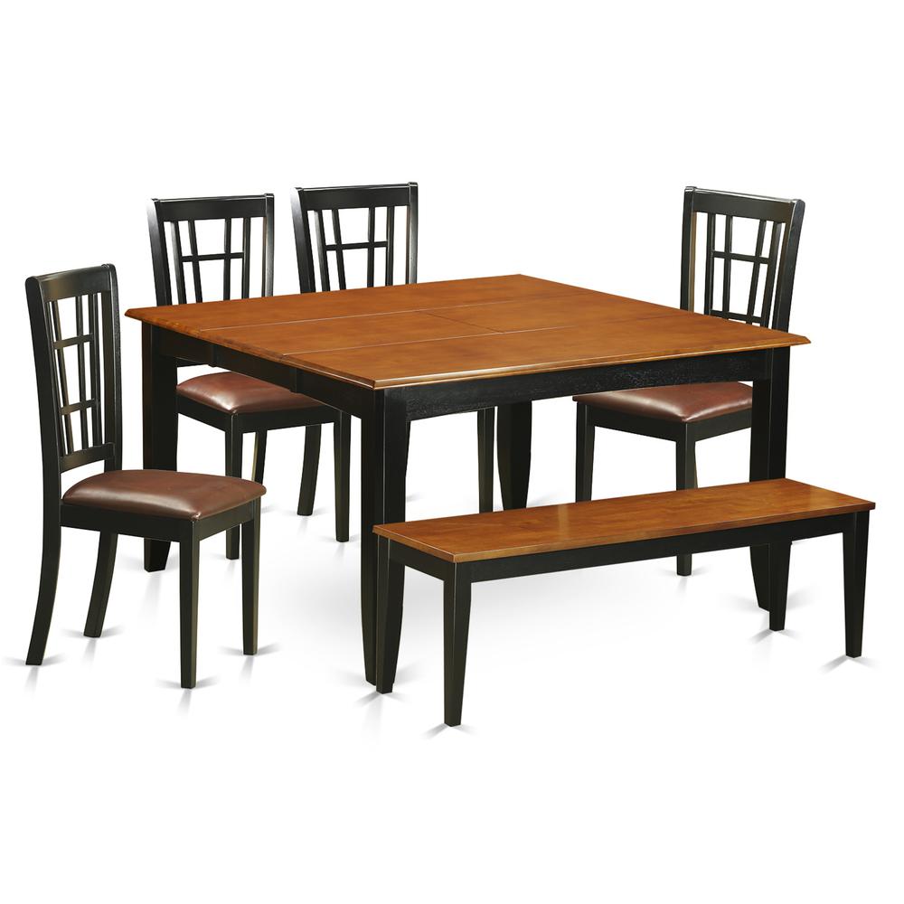 6  PC  Dining  room  set  with  bench-Dining  Table  and  4  Wooden  Dining  Chairs  plus  a  bench. Picture 2