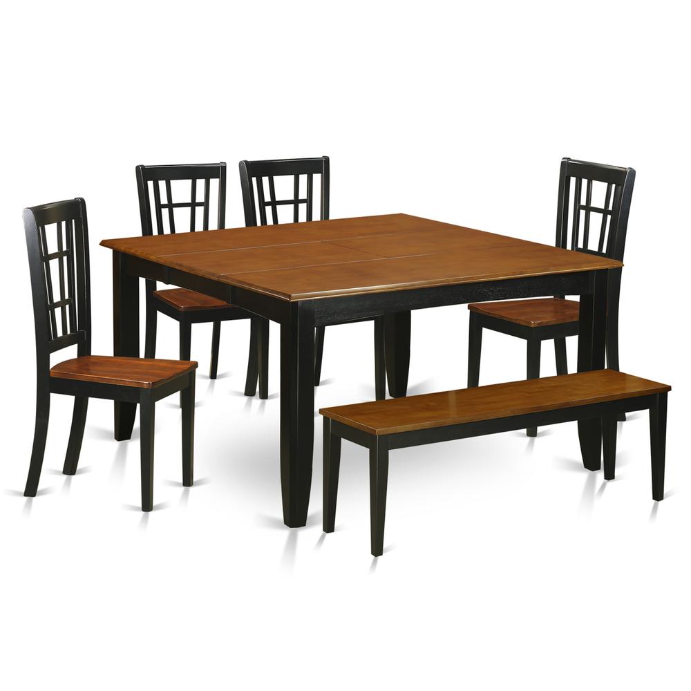 6-PC  Dining  room  set  with  bench-Dining  Table  and  4  Wooden  Dining  Chairs  plus  a  bench. Picture 2