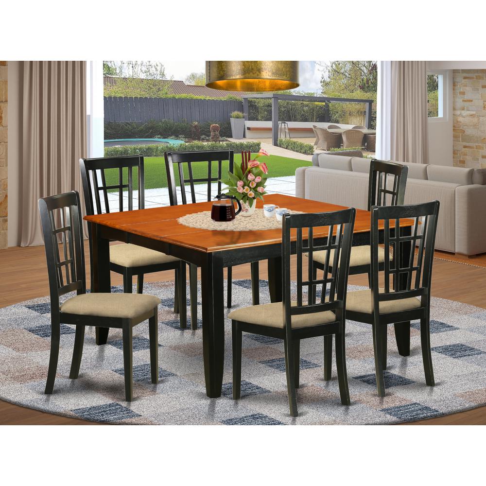 PFNI7-BCH-C 7 Pc Dining room set-Dining Table and 6 Wooden Dining Chairs. Picture 2