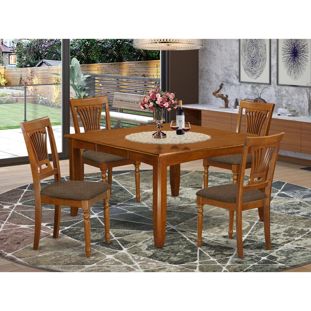 PFPL5-SBR-C 5 Pc Dining room set-Square Table with Leaf and 4 Dining Chairs.. Picture 2