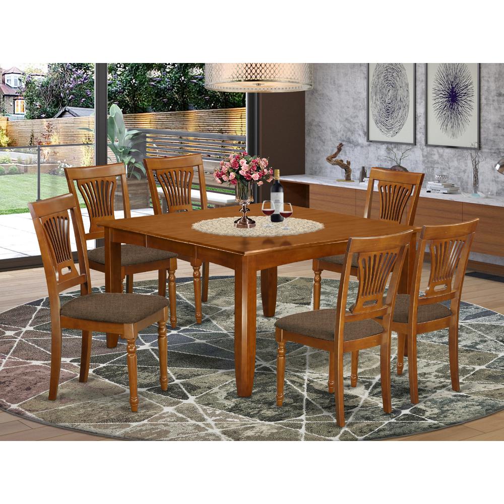 PFPL7-SBR-C 7 Pc Dining room set-Table with Leaf and 6 Kitchen Chairs.. Picture 2