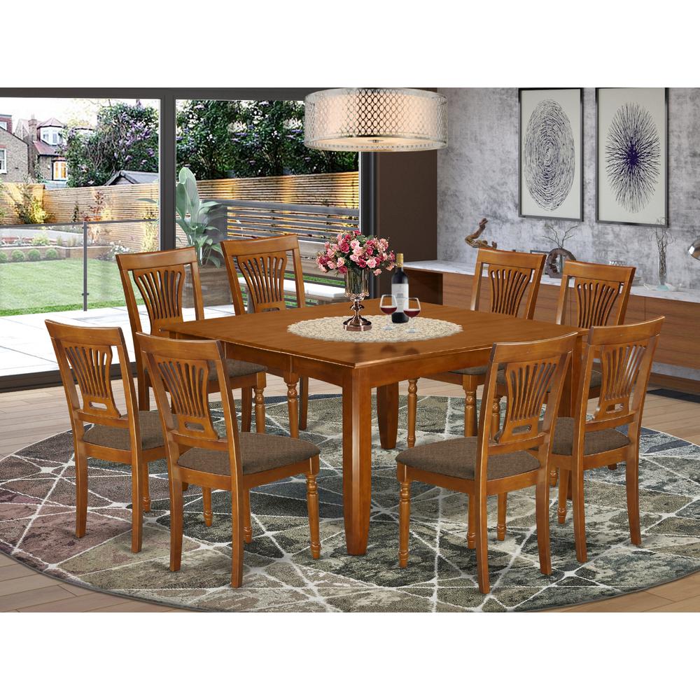 PFPL9-SBR-C 9 Pc Dining set-Table with Leaf and 8 Kitchen Chairs.. Picture 2