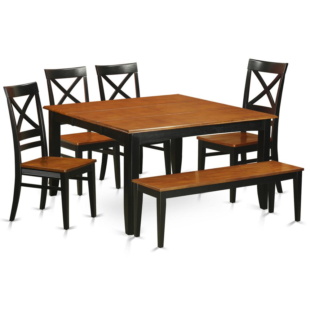 6  PC  Dining  room  set  with  bench-Dining  Table  with  4  Wooden  Dining  Chairs  and  a  bench. Picture 2