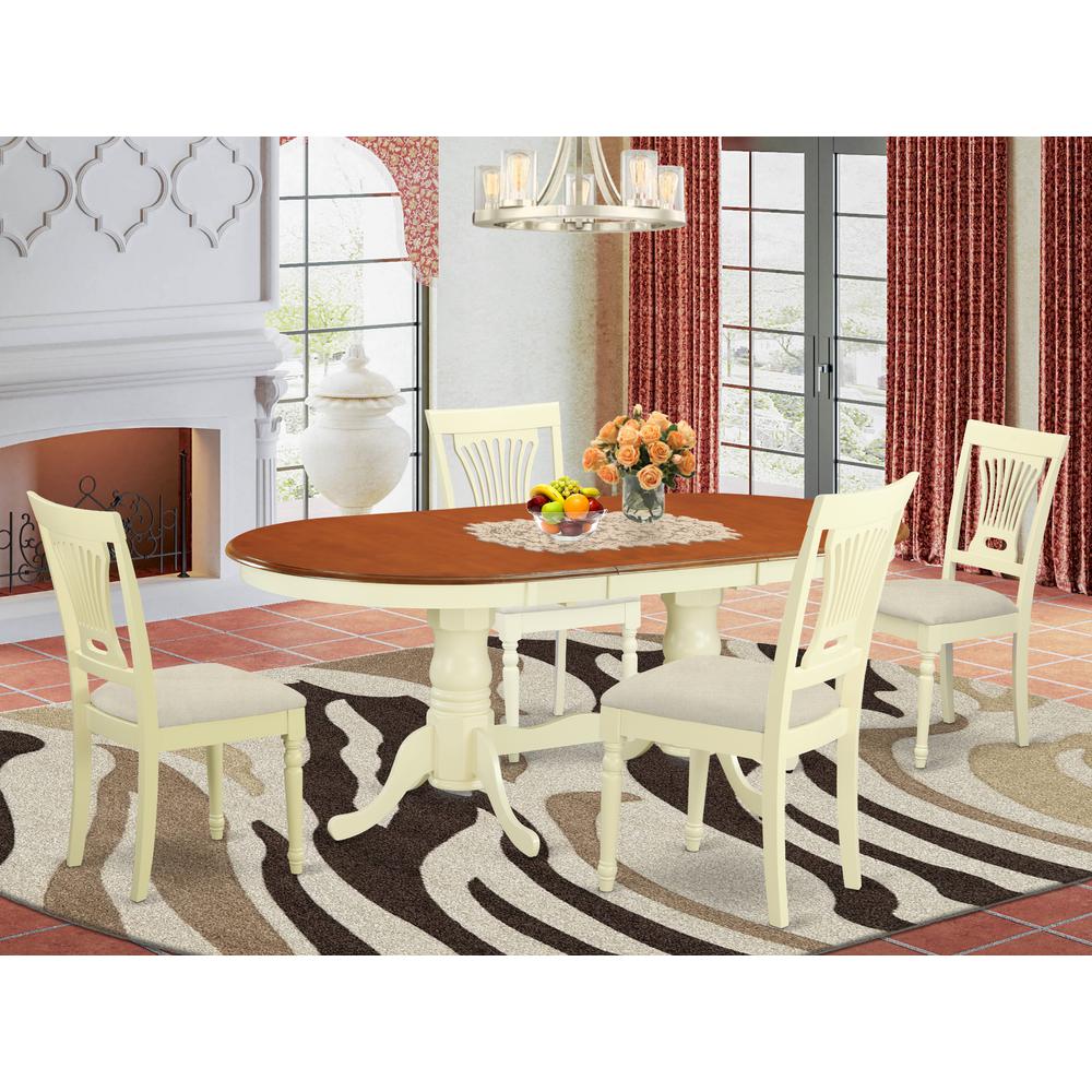 PLAI5-WHI-C 5 PC Dining room set for 4-Dining Table and 4 Dining Chairs. Picture 2