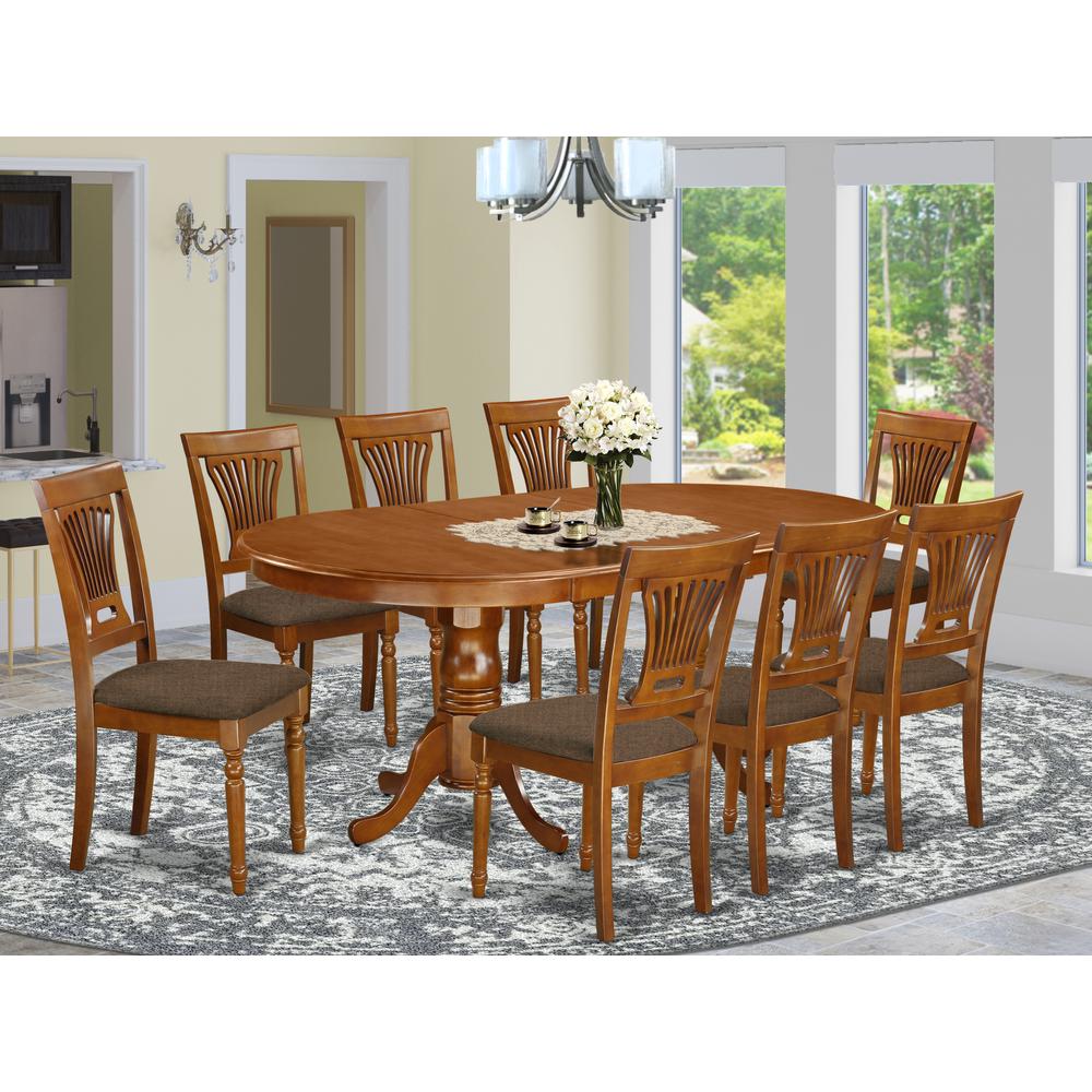 PLAI9-SBR-C 9 PC Dining room set-Dining Table and 8 Chairs for Dining room. Picture 2