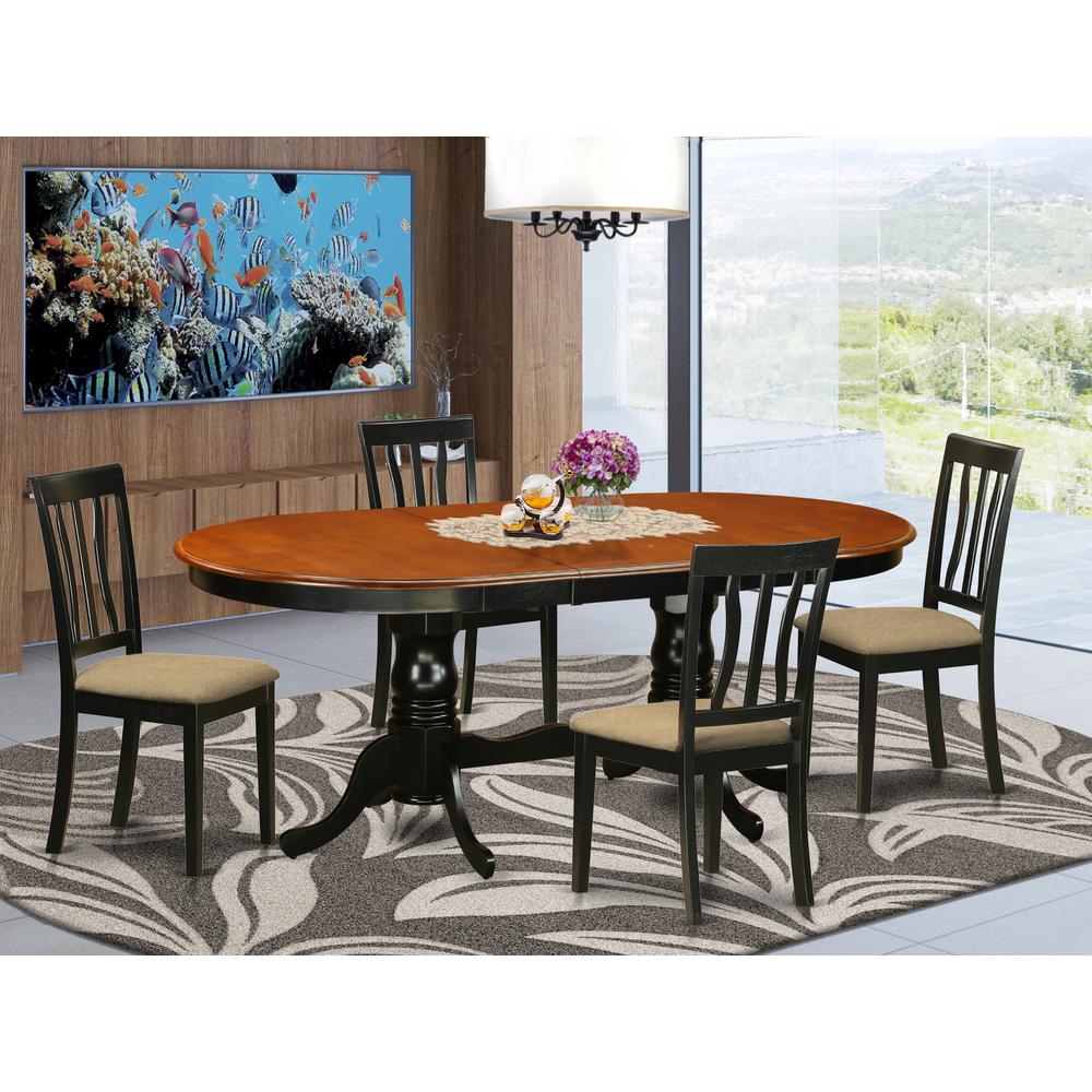 PLAN5-BCH-C 5 PC Dining room set-Dining Table with 4 Wood Dining Chairs. Picture 2