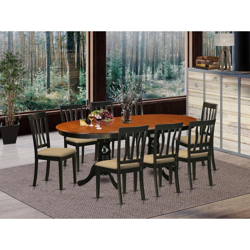 PLAN9-BCH-C 9 PC Dining room set-Dining Table with 8 Wood Dining Chairs. Picture 2