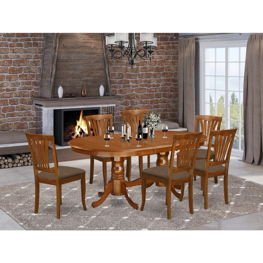PLAV7-SBR-C 7 PC Dining room set-Dining Table and 6 Dining Chairs. Picture 2
