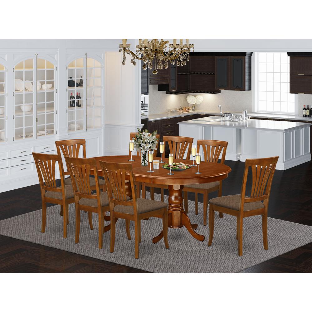 PLAV9-SBR-C 9 Pc Dining room set-Dining Table with 8 Kitchen Dining Chairs. Picture 2