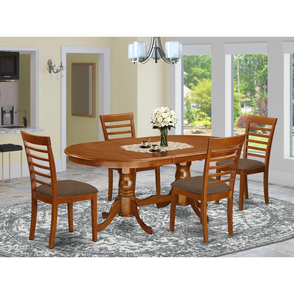 PLML5-SBR-C 5 Pc Dining room set-Dining Table plus 4 Chairs for Dining room. Picture 2