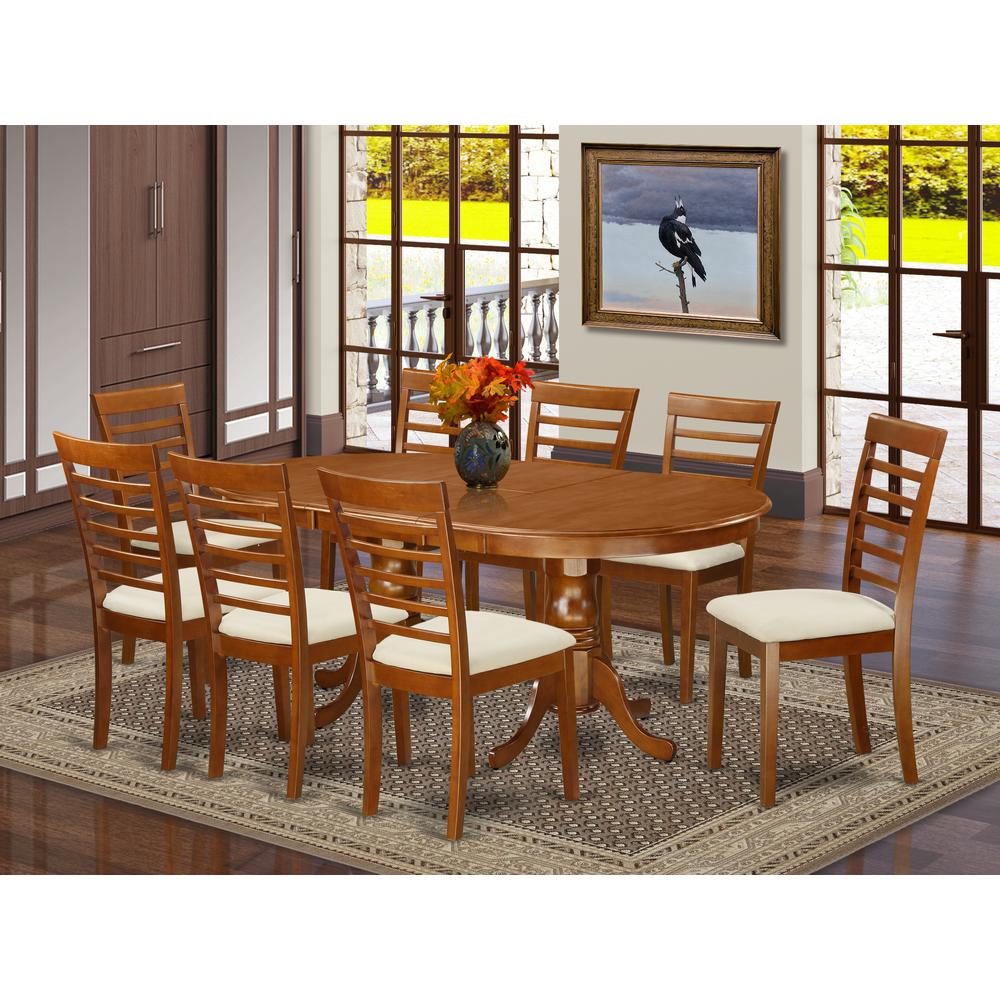 PLML9-SBR-C 9 Pc Dining room set-Dining Table plus 8 Dining Chairs. Picture 2