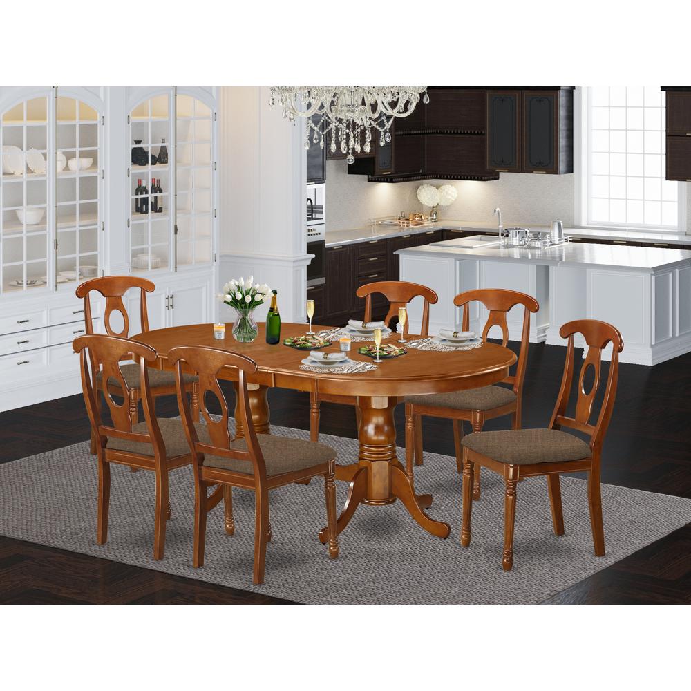PLNA7-SBR-C 7 PC Dining room set-Dining Table with 6 Dining Chairs. Picture 2