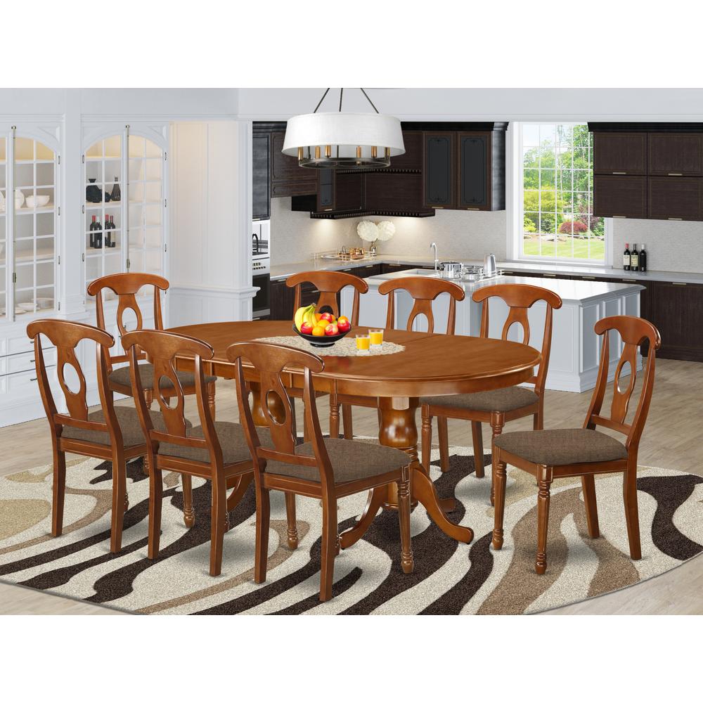 PLNA9-SBR-C 9 Pc formal Dining room set-Dining Table with 8 Dinette Chairs. Picture 2