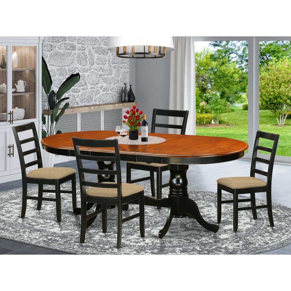 PLPF5-BCH-C 5 PC Dining room set-Dining Table with 4 Wood Dining Chairs. Picture 2