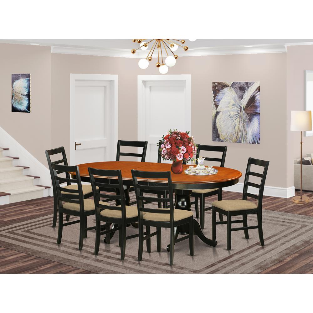 PLPF9-BCH-C 9 PC Dining room set-Dining Table with 8 Wooden Dining Chairs. Picture 2