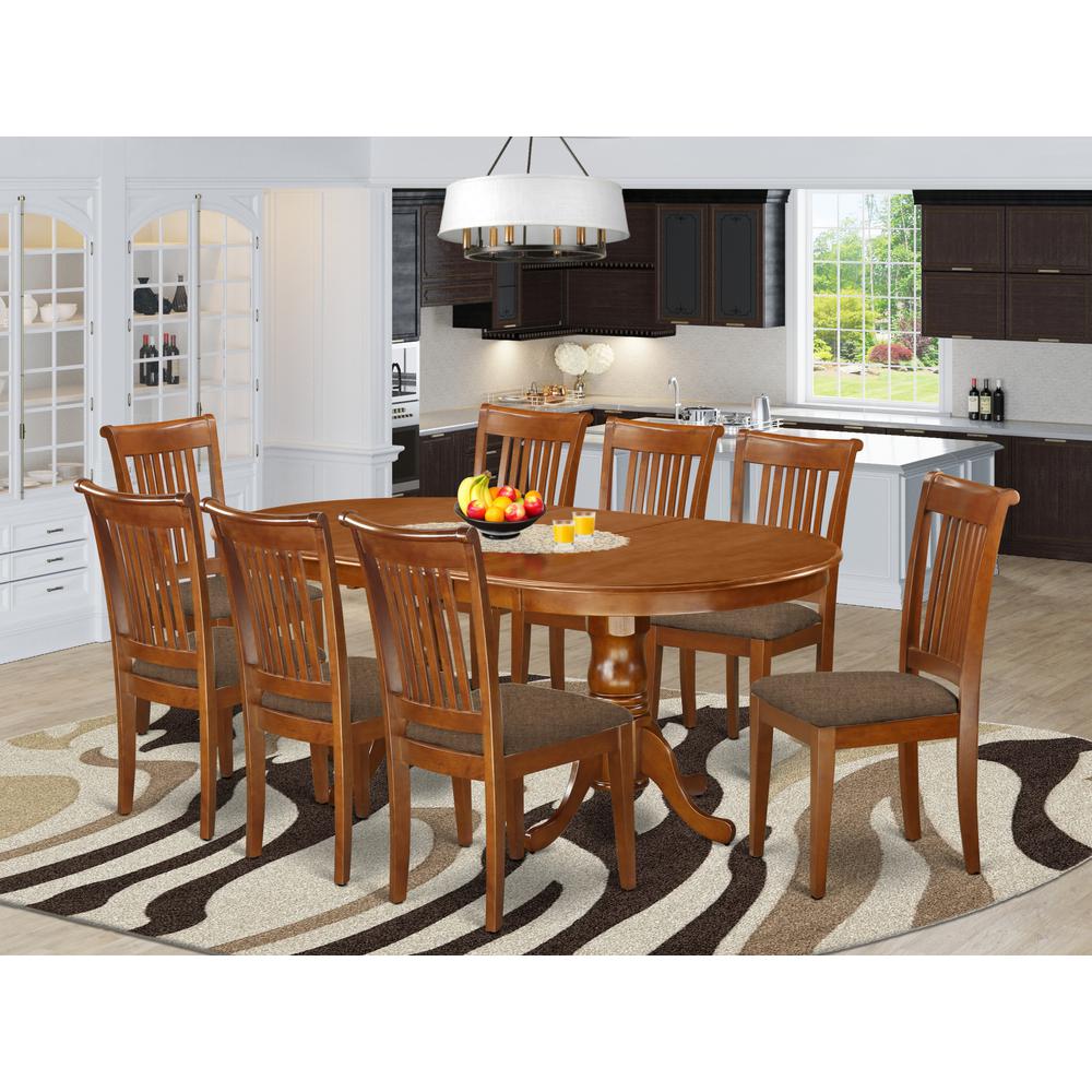 PLPO9-SBR-C 9 PC Dining room set-Dining Table plus 8 Dining Chairs. Picture 2