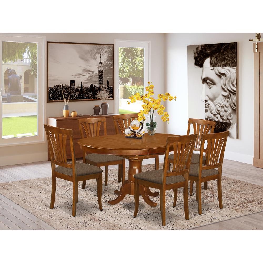 POAV7-SBR-C 7 Pc Dining room set for 6- Kitchen dinette Table and 6 Dining Chairs. Picture 2