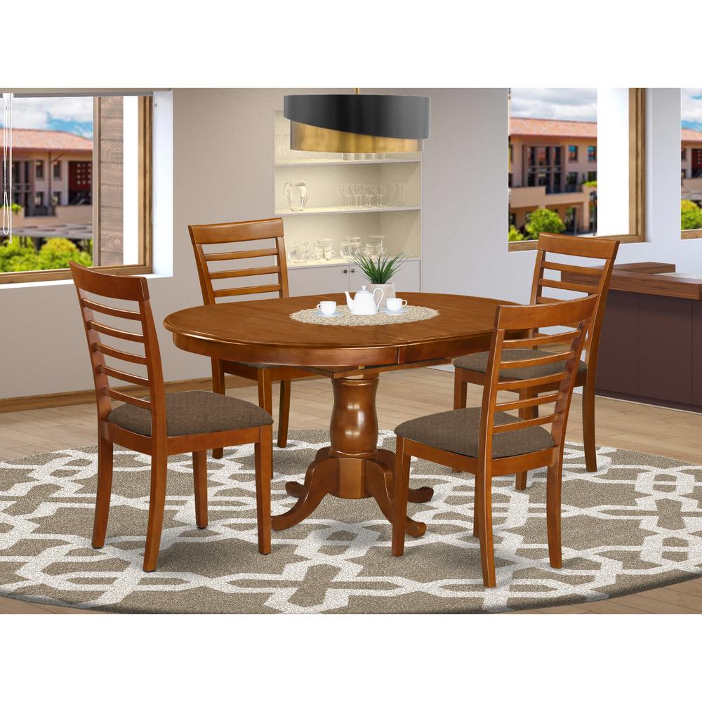 POML5-SBR-C 5 PC Dining room set for 4-Oval Dining Leaf with 4 Dining Chairs.. Picture 2