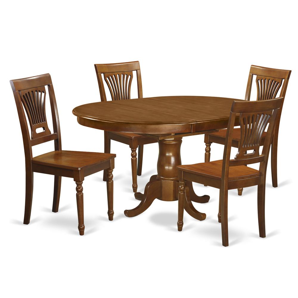 5  Pc  Portland  Table  having  18"  Leaf  and  4  hard  wood  Seat  Chairs  in  Saddle  Brown  .. Picture 2