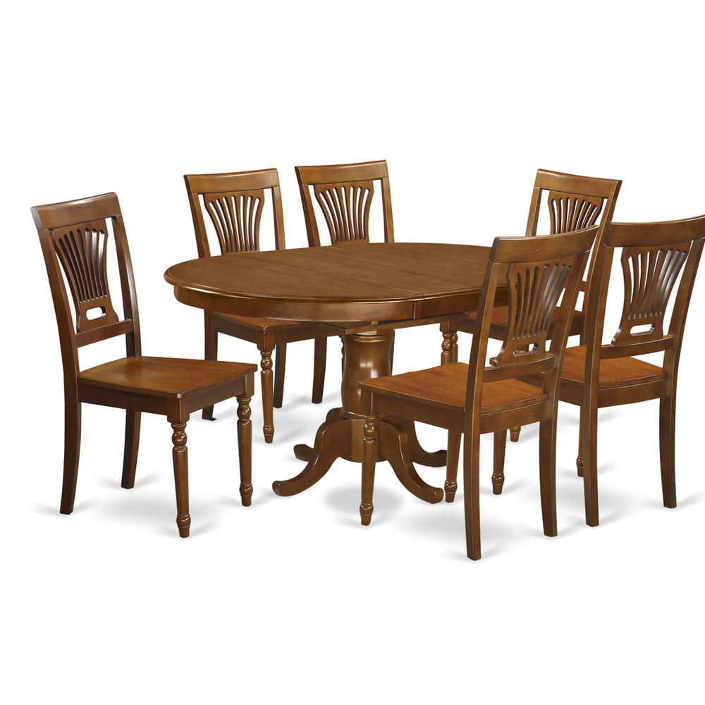 7  PcPortland  Table  with  18"  Leaf  and  6  Wood  Chairs  in  Saddle  Brown  .. Picture 2