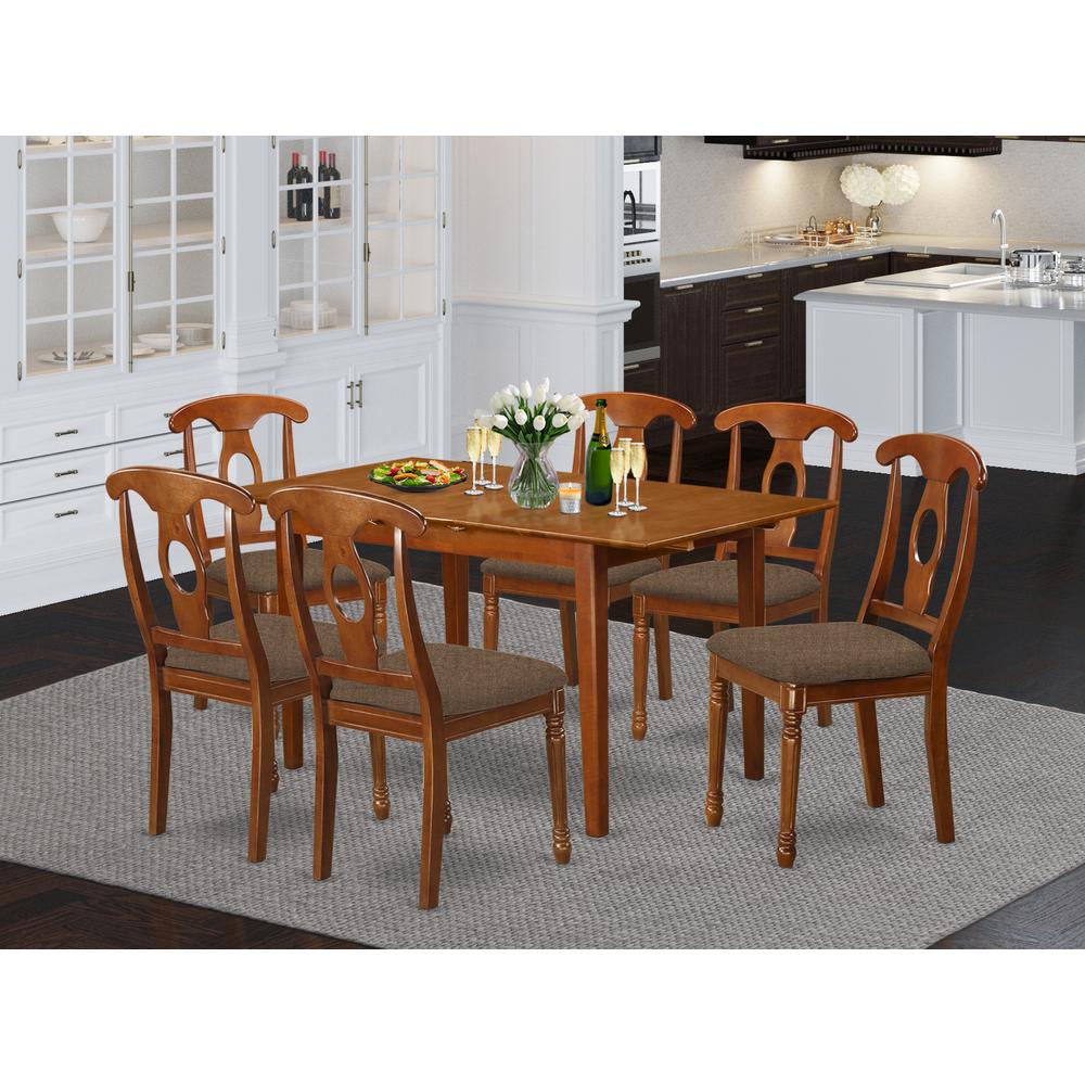 PSNA7-SBR-C 7 Pc dinette set - Table with Leaf and 6 Kitchen Chairs. Picture 2