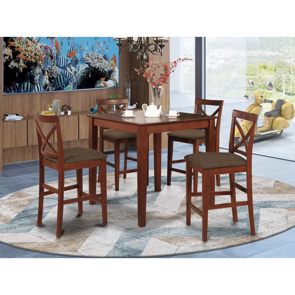 PUBS5-BRN-C 5 Pc counter height Dining set-gathering Table and 4 counter height Chairs. Picture 2