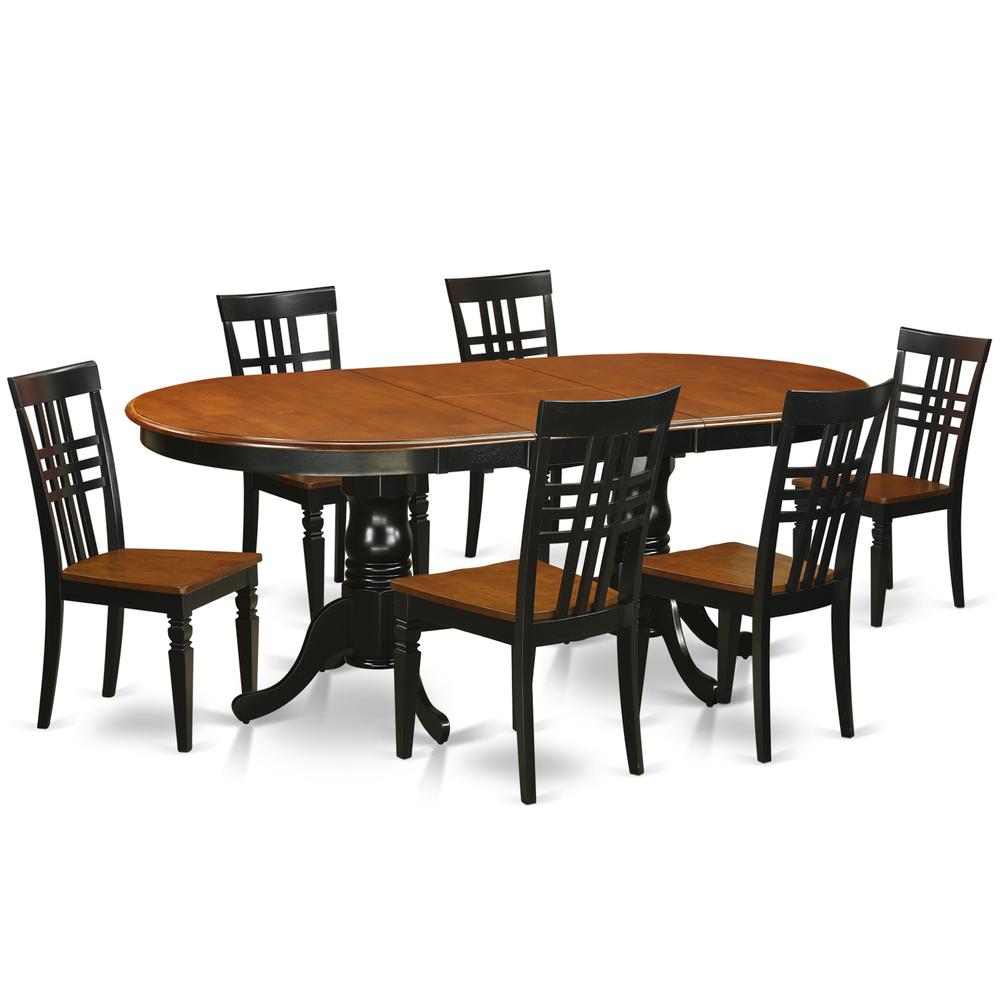 7  PcTable  and  chair  set  with  a  Dining  Table  and  6  Dining  Chairs  in  Black  and  Cherry. Picture 2