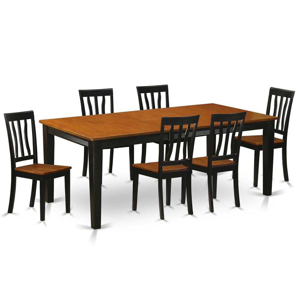 7  PC  Dining  set-Dining  Table  with  6  Wooden  Dining  Chairs. Picture 2