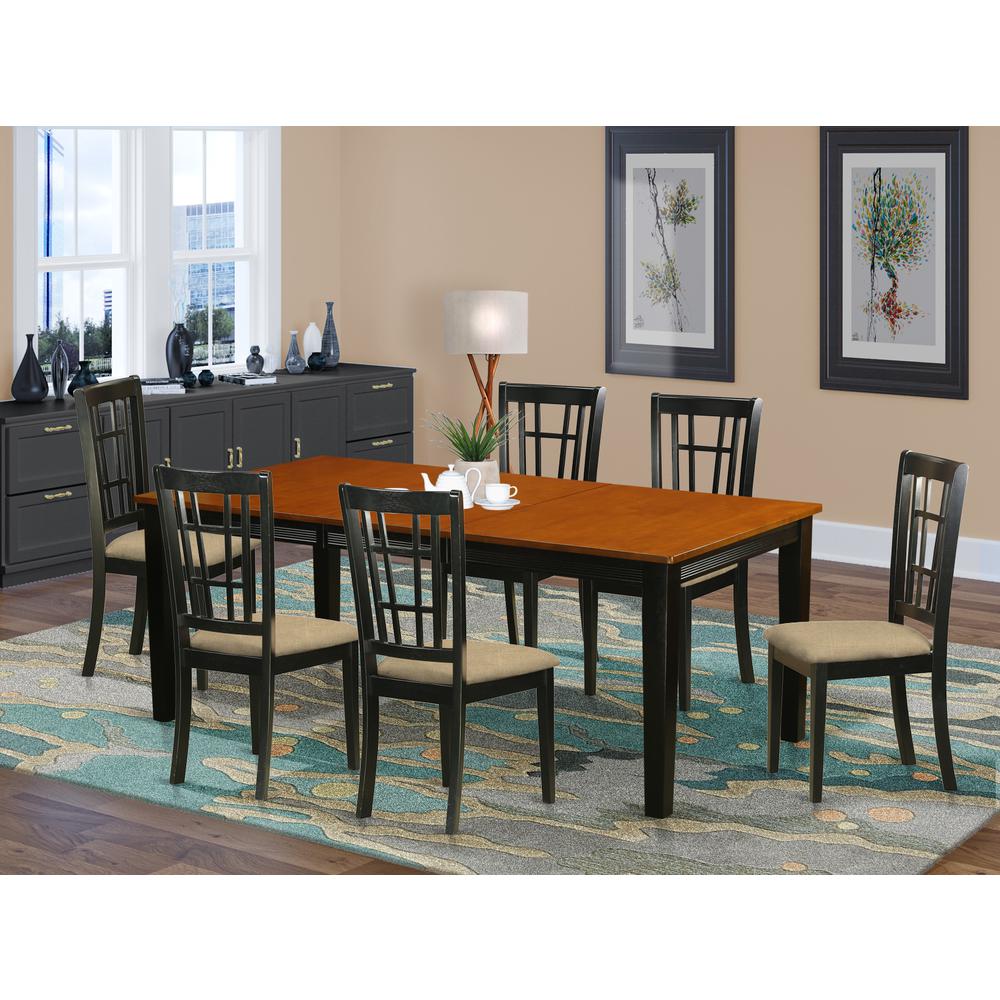 QUNI9-BCH-C 9 PC Dining set-Dining Table with 8 Wood Dining Chairs. Picture 2