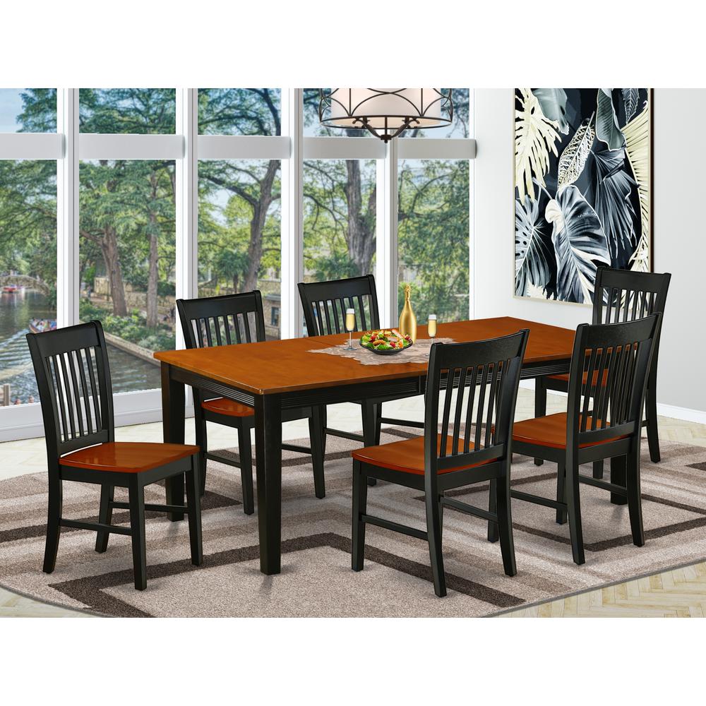 Dining Room Set Black & Cherry, QUNO7-BCH-W. Picture 2