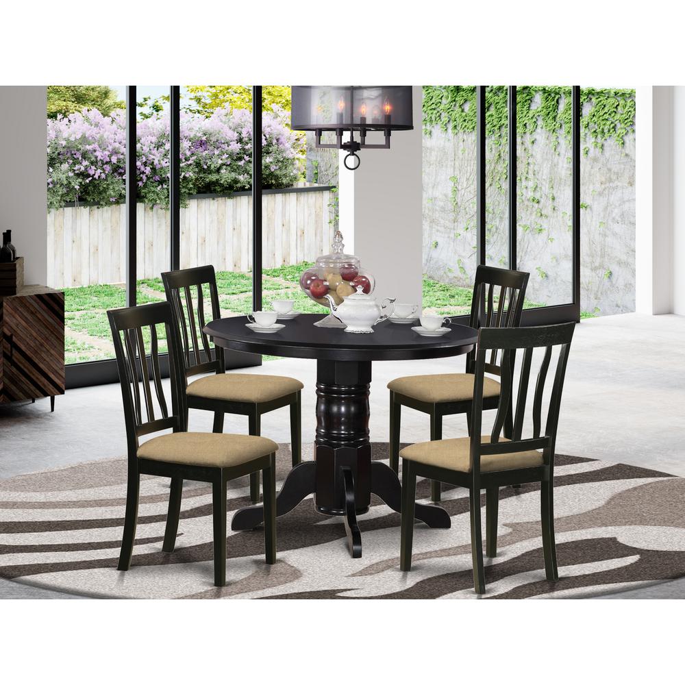 SHAN5-BLK-C 5 Pc Dining room set- Dinette Table and 4 Kitchen Dining Chairs. Picture 2