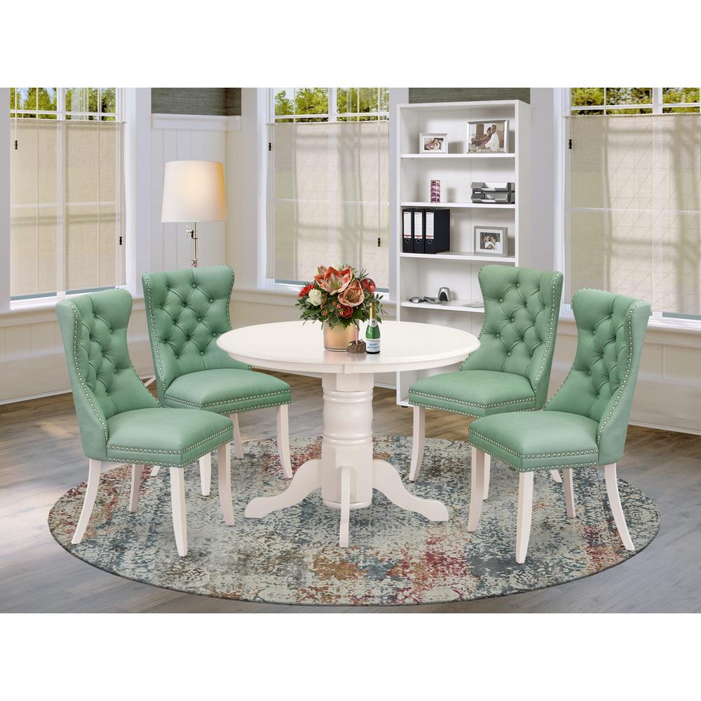 5 Piece Kitchen Set Contains a Round Dining Table with Pedestal. Picture 7