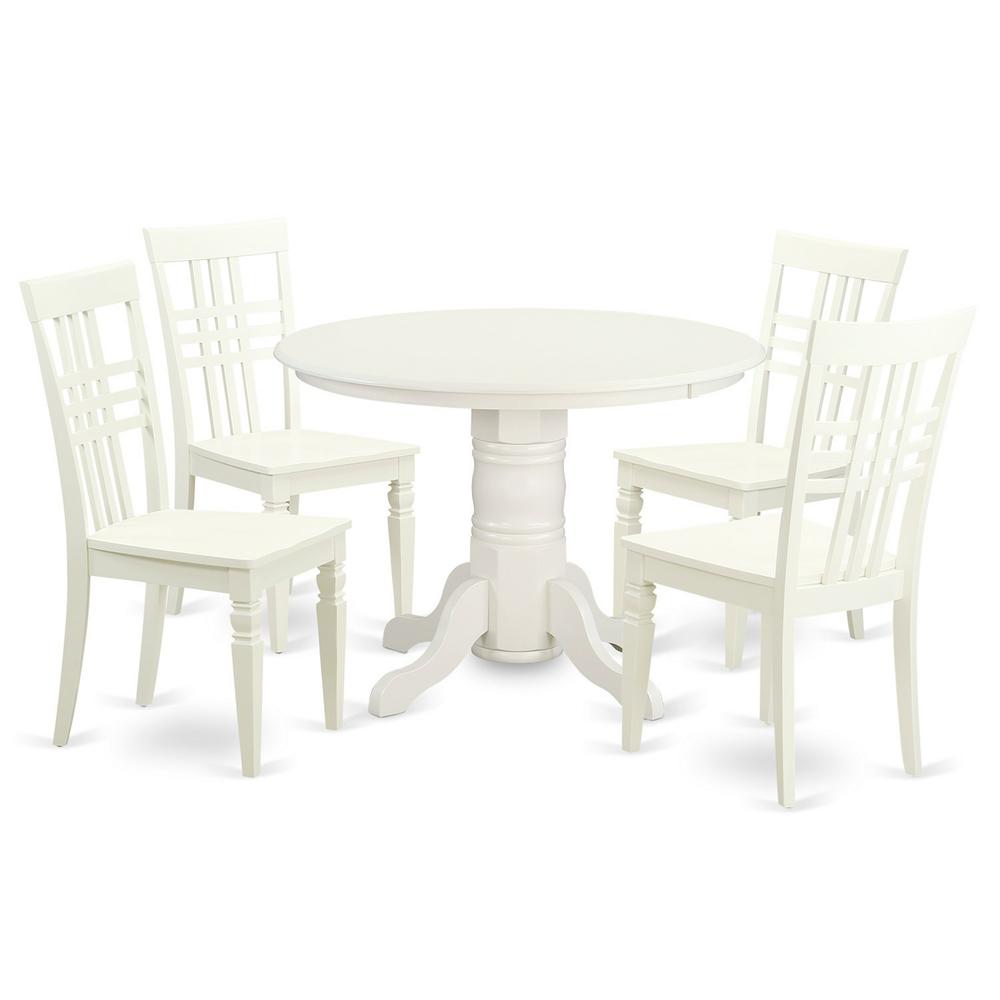 5  PC  small  dinette  set  with  a  Dining  Table  and  4  Dining  Chairs  in  Linen  White. Picture 2