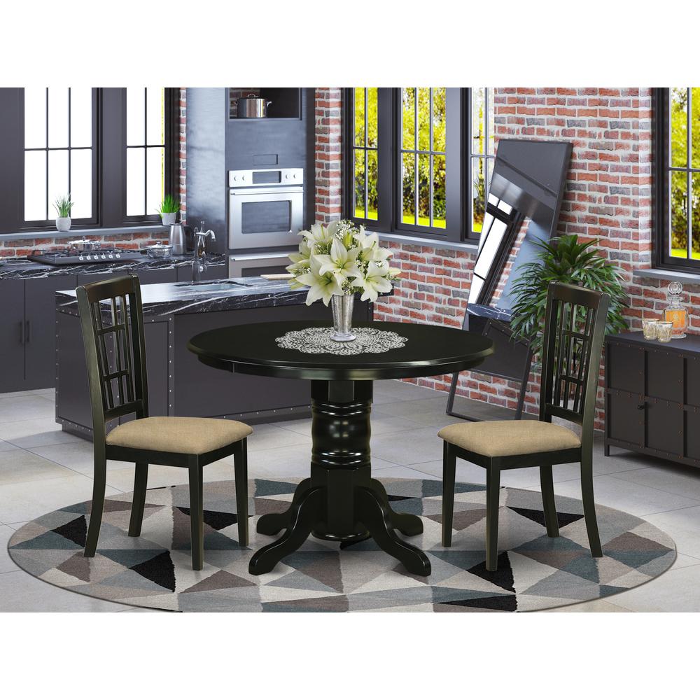 SHNI3-BLK-C 3 PcKitchen Table set-Kitchen dinette Table and 2 Kitchen Chairs. Picture 2