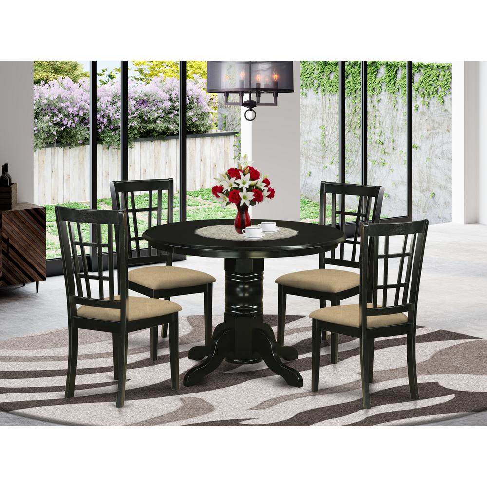 SHNI5-BLK-C 5 Pc Dining room set - Dinette Table and 4 Dining Chairs. Picture 2