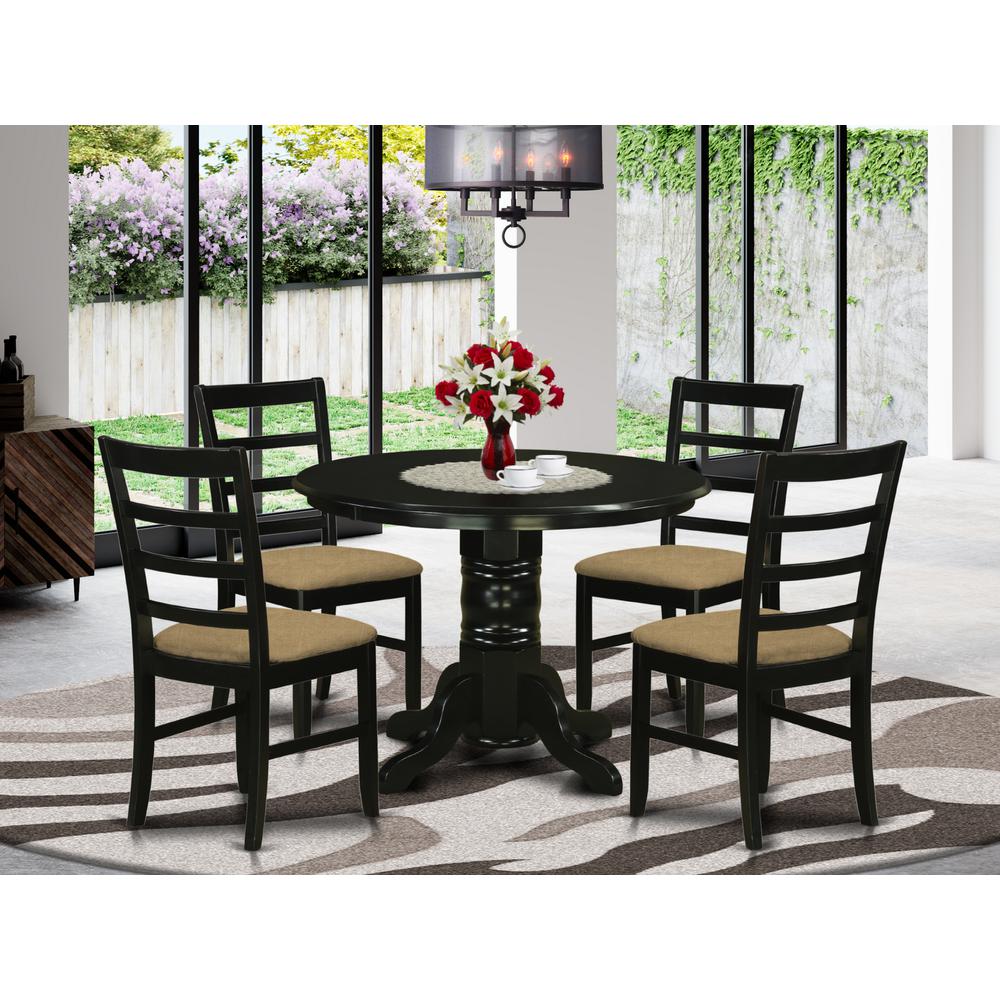 SHPF5-BLK-C 5 Pc Dining room set for 4-Dining Table and 4 Dining Chairs. Picture 2
