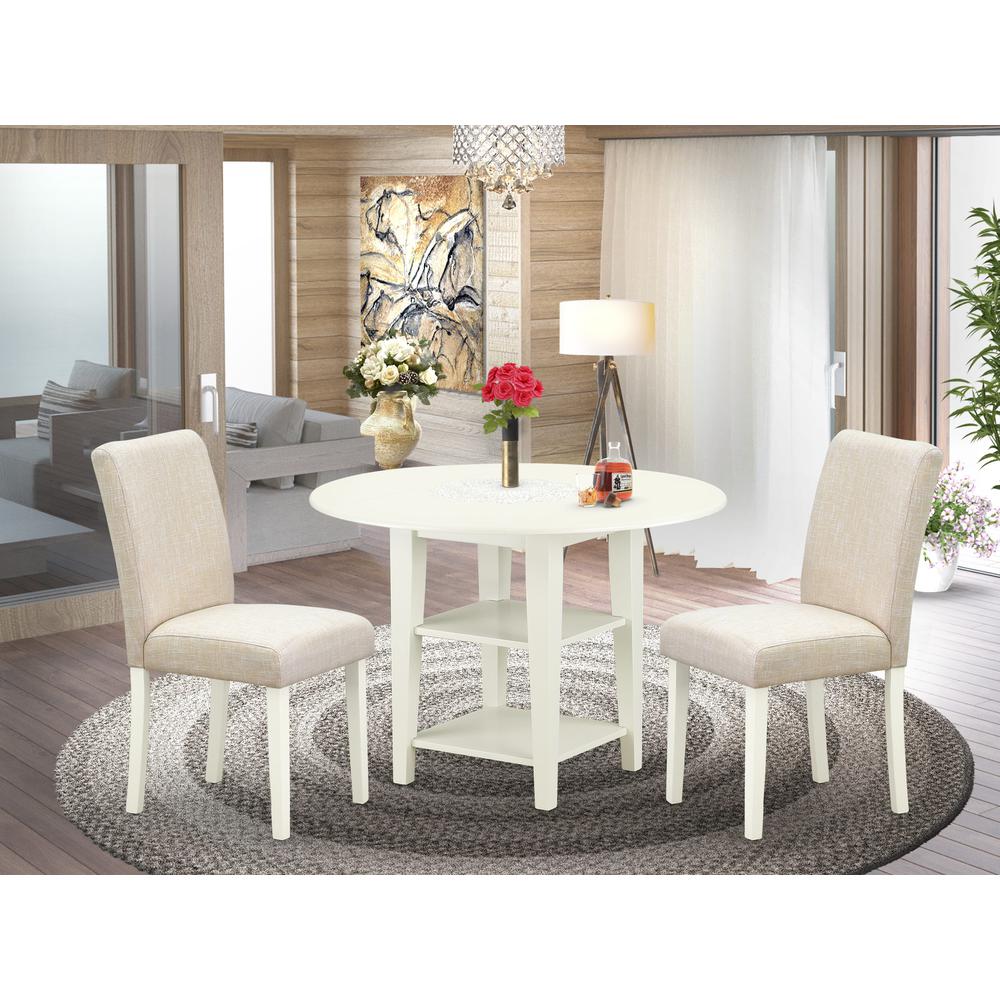 Dining Room Set Linen White, SUAB3-LWH-02. Picture 2