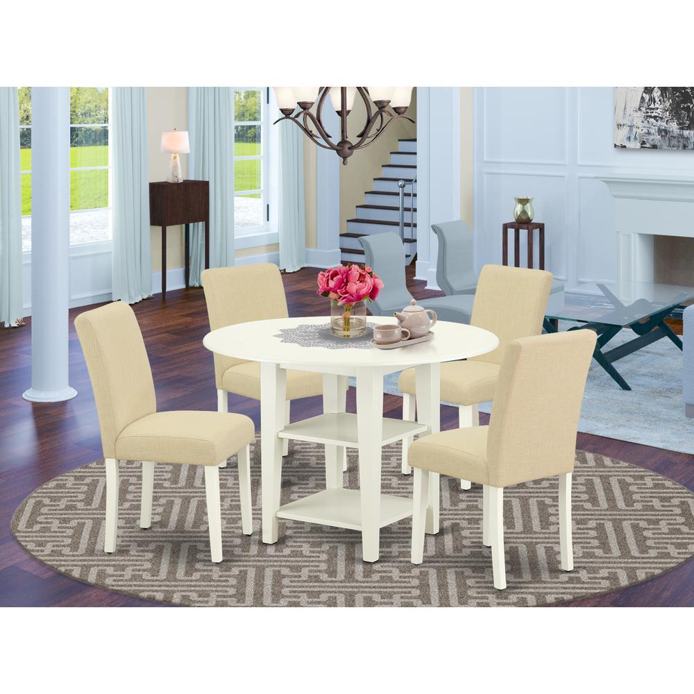 Dining Room Set Linen White, SUAB5-LWH-02. Picture 2