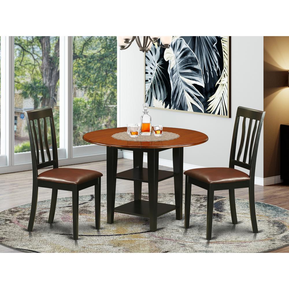 Dining Room Set Black & Cherry, SUAN3-BCH-LC. Picture 2