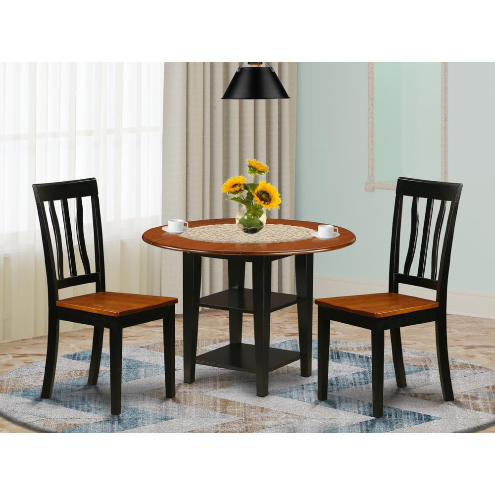 Dining Room Set Black & Cherry, SUAN3-BCH-W. Picture 2