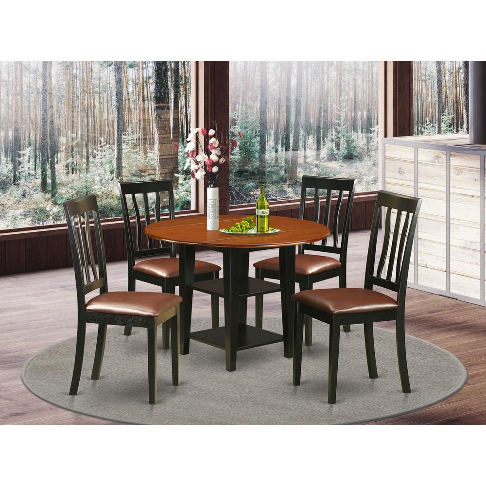 Dining Room Set Black & Cherry, SUAN5-BCH-LC. Picture 2