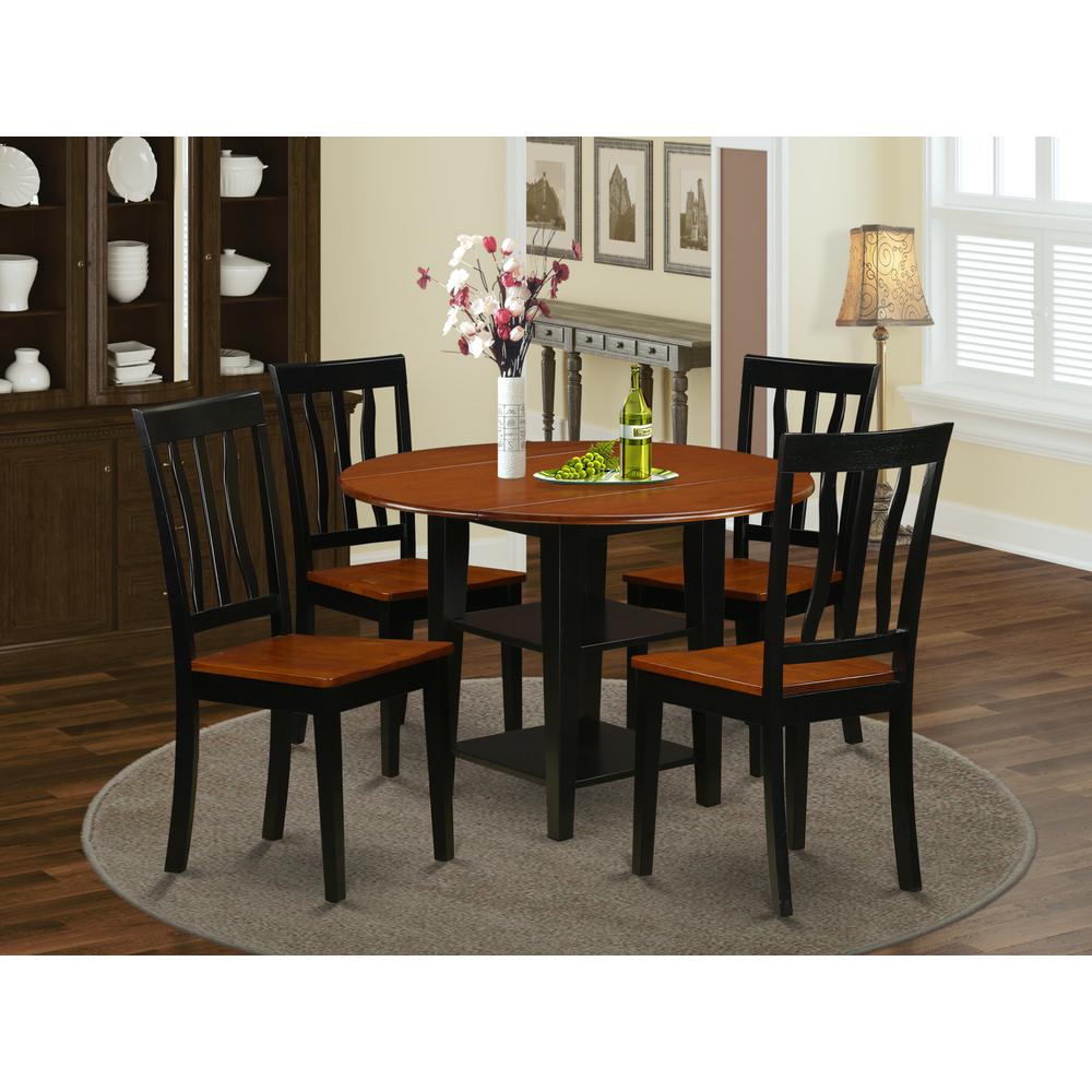 Dining Room Set Black & Cherry, SUAN5-BCH-W. Picture 2