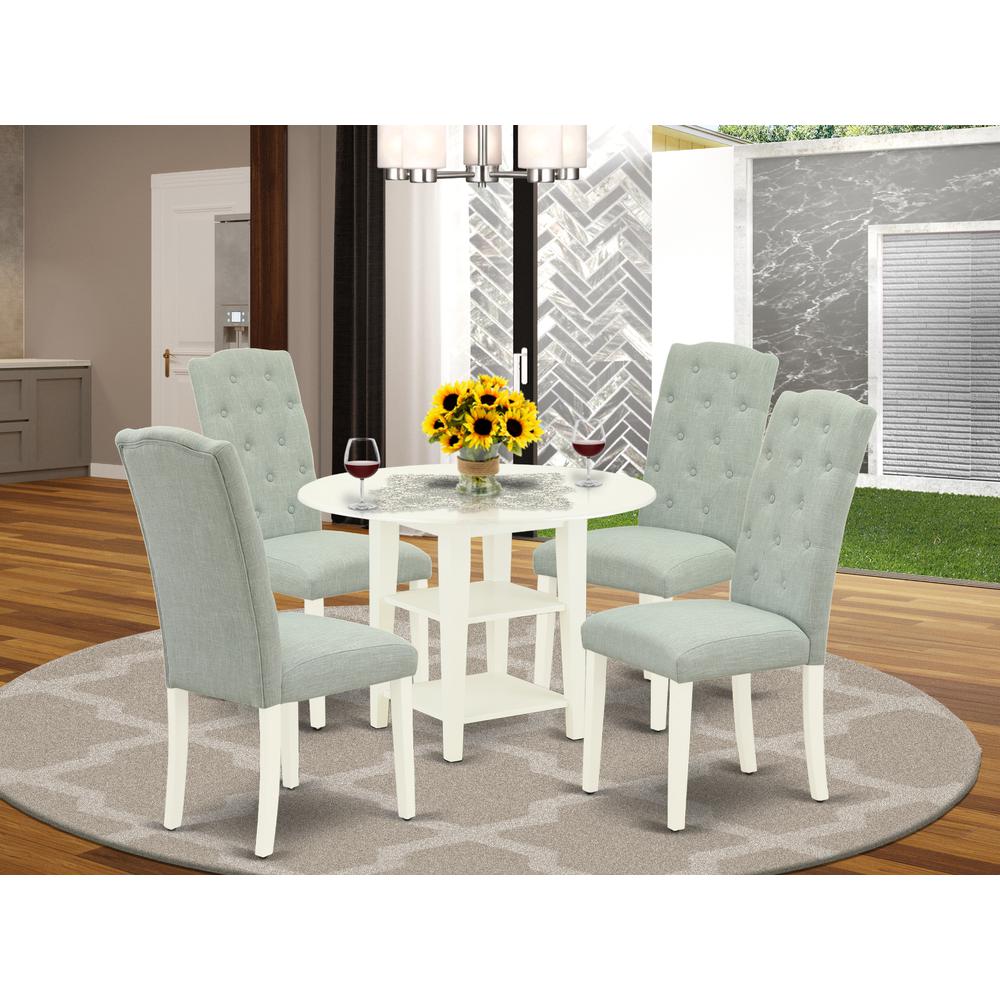Dining Room Set Linen White, SUCE5-LWH-15. Picture 2